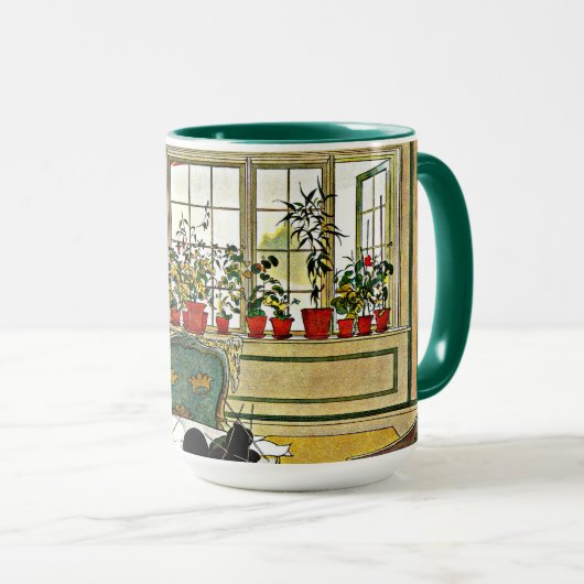 Carl Larsson - Bloemen op een vensterbank, beelden Mok (Voorkant rechts)