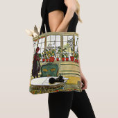 Carl Larsson - Bloemen op een vensterbank, beelden Tote Bag (Dichtbij)