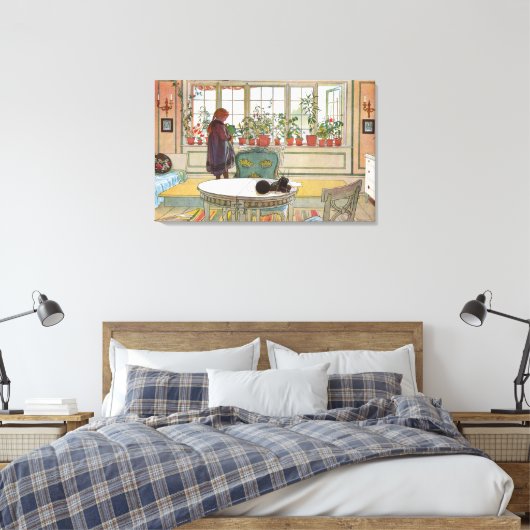 Carl Larsson  Bloemen op het raam Canvas Afdruk (Insitu (Slaapkamer))