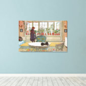 Carl Larsson  Bloemen op het raam Canvas Afdruk (Insitu (Houten vloer))