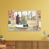 Carl Larsson  Bloemen op het raam Canvas Afdruk (Insitu (Woonkamer))