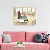 Carl Larsson - Bloemen op het raam Canvas Afdruk (Insitu (Woonkamer))