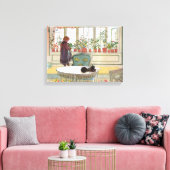 Carl Larsson - Bloemen op het raam Canvas Afdruk (Insitu (Woonkamer))