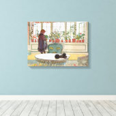 Carl Larsson - Bloemen op het raam Canvas Afdruk (Insitu (Houten vloer))