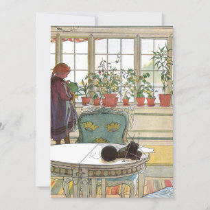 Carl Larsson - Bloemen op het raam Kaart