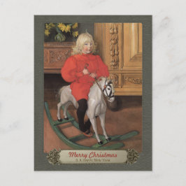 Carl Larsson Boy over het rotsen paard CC0664 Kers Feestdagenkaart