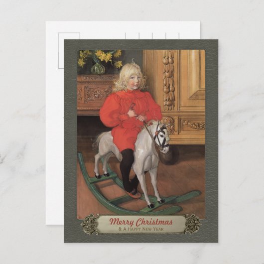 Carl Larsson Boy over het rotsen paard CC0664 Kers Feestdagenkaart (Voorkant / Achterkant)