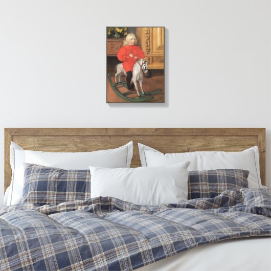 Carl Larsson Boy over het rotspaard CC1061 Canvas Afdruk (Insitu (Slaapkamer))