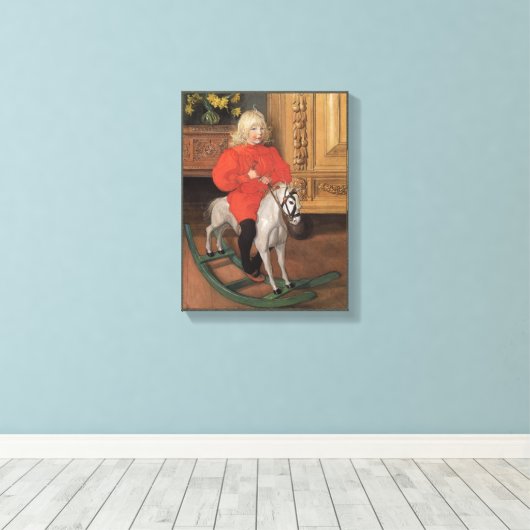 Carl Larsson Boy over het rotspaard CC1061 Canvas Afdruk (Insitu (Houten vloer))