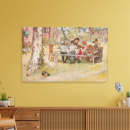 Carl Larsson Breakfast onder de Big Birch Canvas Afdruk (Insitu (Woonkamer))