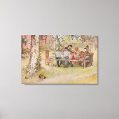 Carl Larsson Breakfast onder de Big Birch Canvas Afdruk (Voorkant)