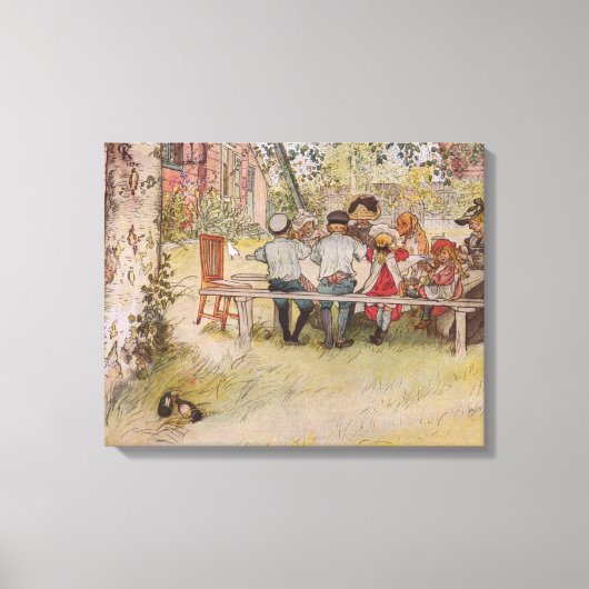 Carl Larsson Breakfast onder de Big Birch Canvas Afdruk (Voorkant)