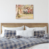 Carl Larsson Breakfast onder de Big Birch Canvas Afdruk (Insitu (Slaapkamer))