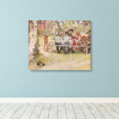 Carl Larsson Breakfast onder de Big Birch Canvas Afdruk (Insitu (Houten vloer))