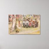 Carl Larsson Breakfast onder de Big Birch Canvas Afdruk (Voorkant)