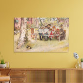 Carl Larsson  Breakfast onder de Big Birch Canvas Afdruk (Insitu (Woonkamer))