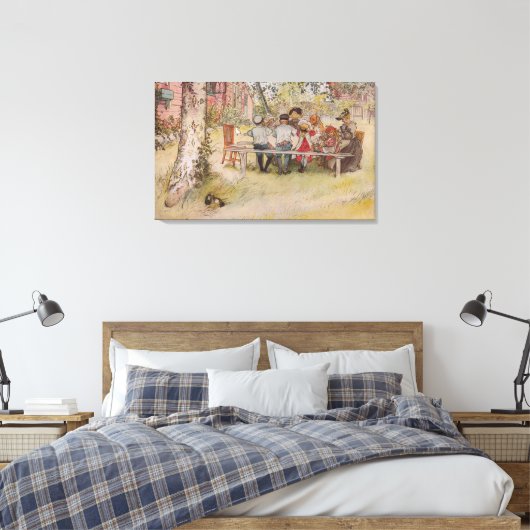 Carl Larsson  Breakfast onder de Big Birch Canvas Afdruk (Insitu (Slaapkamer))