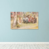 Carl Larsson  Breakfast onder de Big Birch Canvas Afdruk (Insitu (Houten vloer))