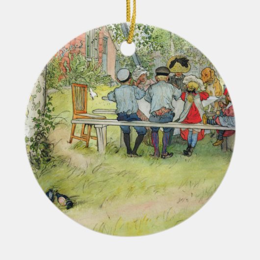Carl Larsson Breakfast onder de Big Birch Keramisch Ornament (Voorkant)