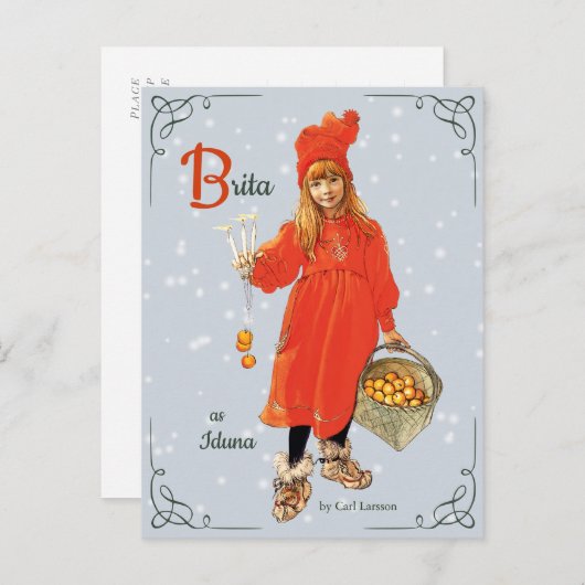 Carl Larsson Brita als Iduna CC0909 Kerstmis Briefkaart (Voorkant / Achterkant)