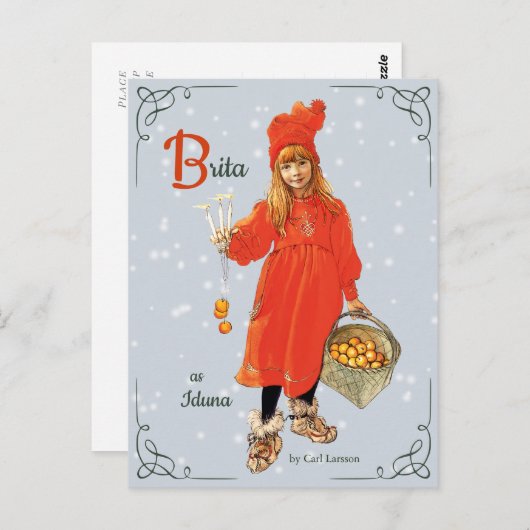 Carl Larsson Brita als Iduna CC0909 Kerstmis Briefkaart (Voorkant / Achterkant)