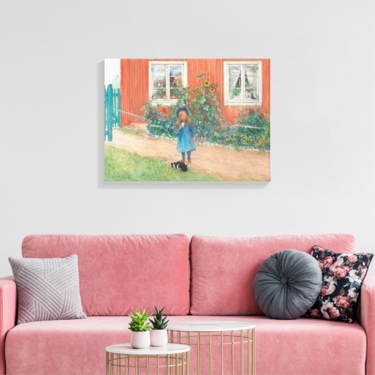 Carl Larsson - Brita met een kat Canvas Afdruk (Insitu (Woonkamer))