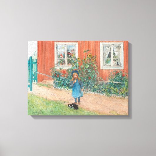 Carl Larsson - Brita met een kat Canvas Afdruk (Voorkant)
