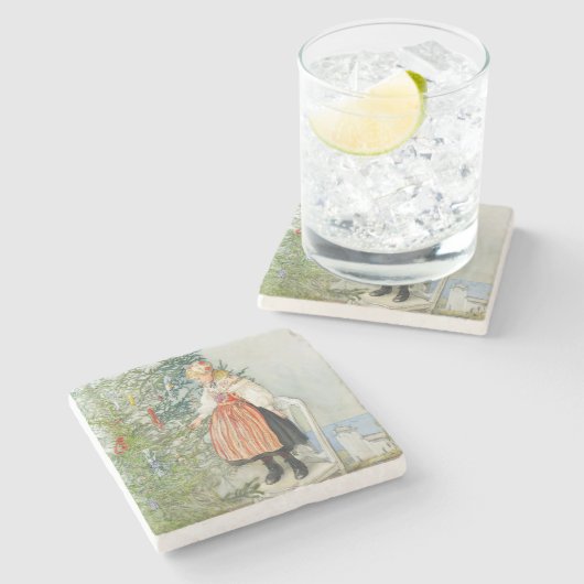 Carl Larsson Christmas Tree Stenen Onderzetter (Zijkant)