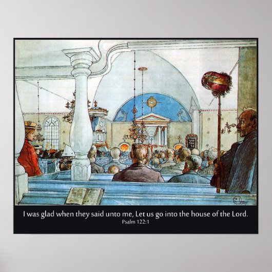 Carl Larsson Church met Psalm 122 Ik was blij Poster (Voorkant)