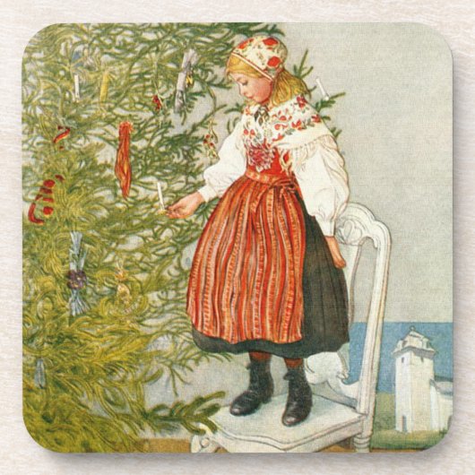Carl Larsson Confetti voor kerstbomen Onderzetter (Voorkant)
