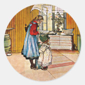 Carl Larsson - De keuken Ronde Sticker (Voorkant)