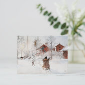 Carl Larsson - De tuin en het washuis Briefkaart (Staand voorkant)