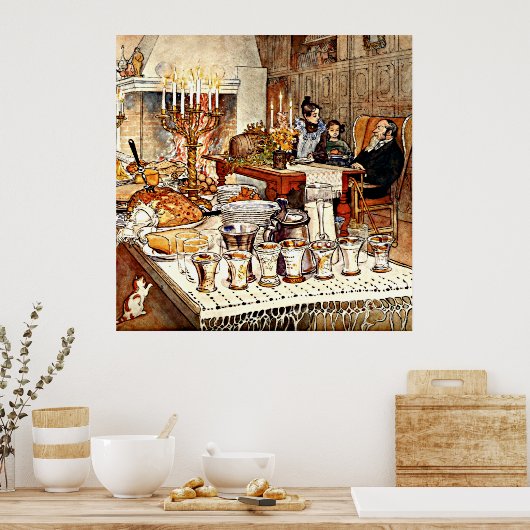 Carl Larsson: Detail of Kerstmis, Poster (Keuken)