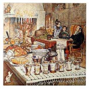 Carl Larsson: Detail of Kerstmis, Tegeltje