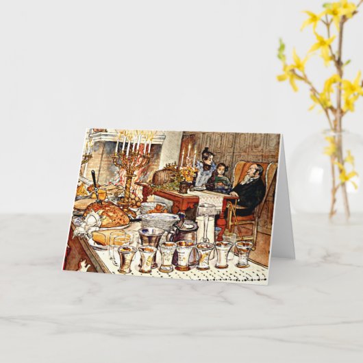 Carl Larsson: Detail van Kerstavond, Kaart (Gele Bloem)