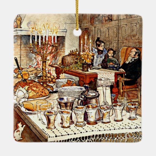 Carl Larsson: Detail van Kerstavond, Keramisch Ornament (Achterkant)