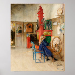 Carl Larsson: draaiend wiel Poster