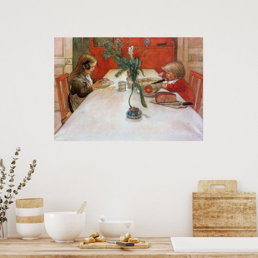 Carl Larsson Evening Meal Poster Fine Art Print (Keuken)
