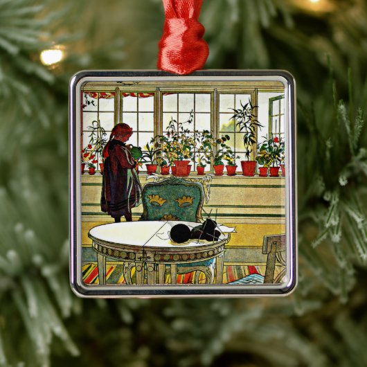 Carl Larsson - Flowers op een ramen, Metalen Ornament (Boom)