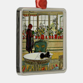 Carl Larsson - Flowers op een ramen, Metalen Ornament (Rechts)