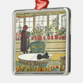 Carl Larsson - Flowers op een ramen, Metalen Ornament (Links)