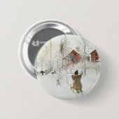 Carl Larsson Front Yard en het washuis Ronde Button 5,7 Cm (Voorkant /achterkant)