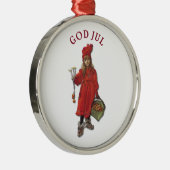 Carl Larsson God Jul met Brita - Vrolijk kerstfees Metalen Ornament (Rechts)