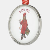 Carl Larsson God Jul met Brita - Vrolijk kerstfees Metalen Ornament (Links)