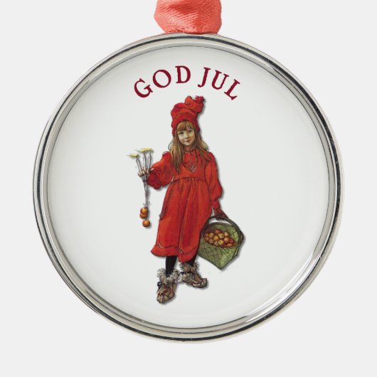 Carl Larsson God Jul met Brita - Vrolijk kerstfees Metalen Ornament (Voorkant)