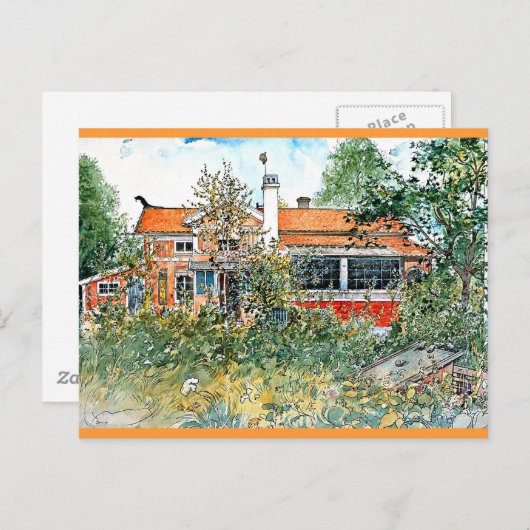 Carl Larsson: Het huisje, schilderij van Larsson Briefkaart (Voorkant / Achterkant)