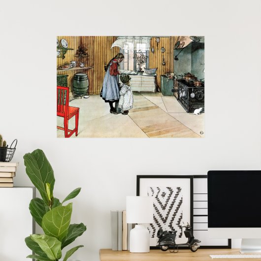 Carl Larsson in het Poster voor de schone keuken (Thuiskantoor)