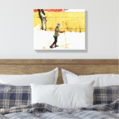 Carl Larsson Jongen Skiën bij de Falun Home Canvas Afdruk (Insitu (Slaapkamer))