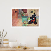 Carl Larsson Karin Peeling Rhubarb Fine Art afdruk Poster (Keuken)