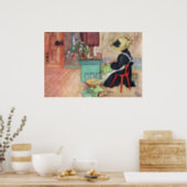 Carl Larsson Karin Peeling Rhubarb Fine Art Poster (Kitchen)